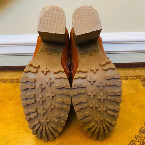 M&L Mango Rugged Biker Block Heel Zippered Lug Sole Ankle Bootie Boots Size 9 - Picture 9 of 11